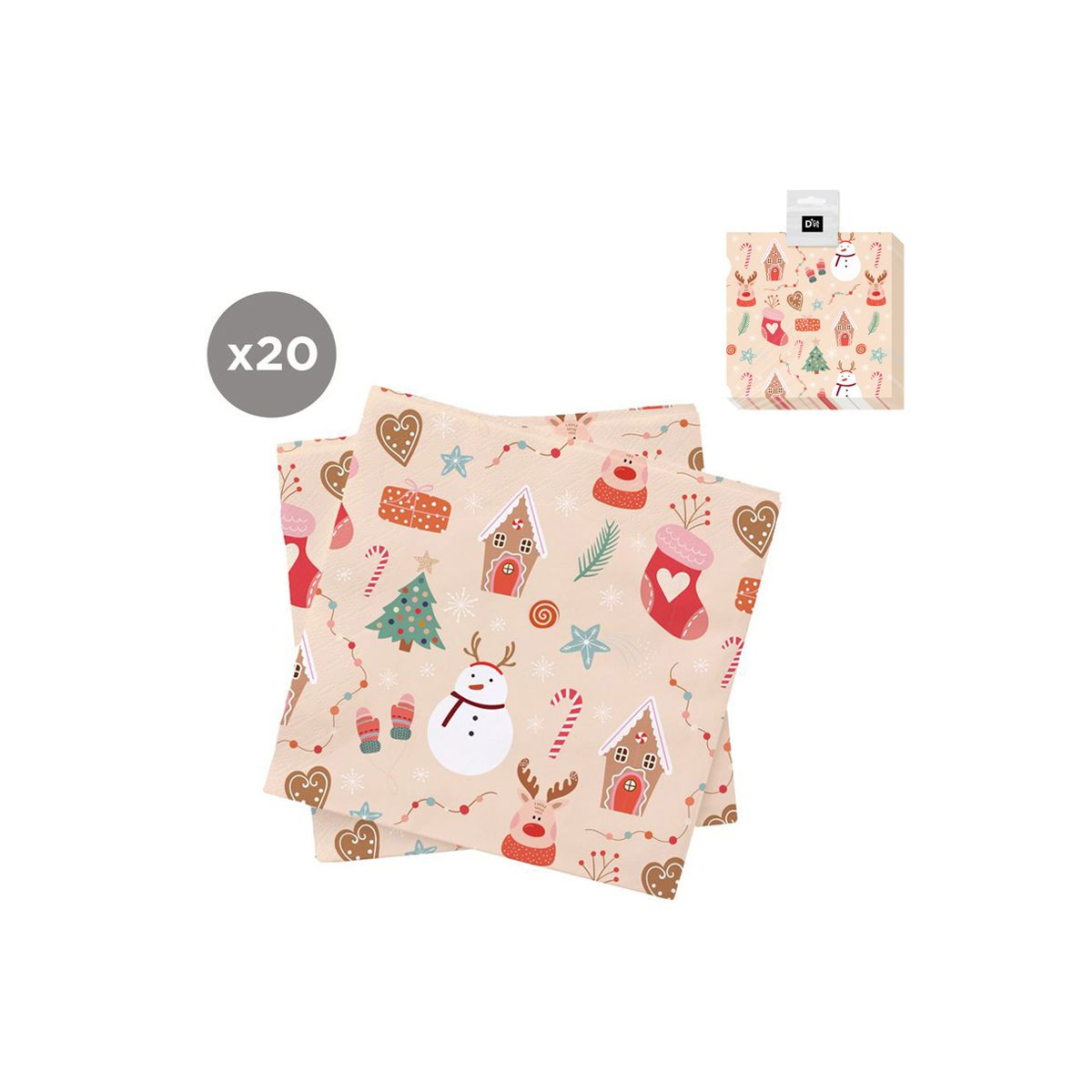 Guardanapos de papel Natal 20 unidades 33x33 motivos infantis