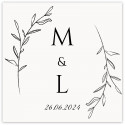 Adesivo personalizado 5 x 5 cm com iniciais para casamentos