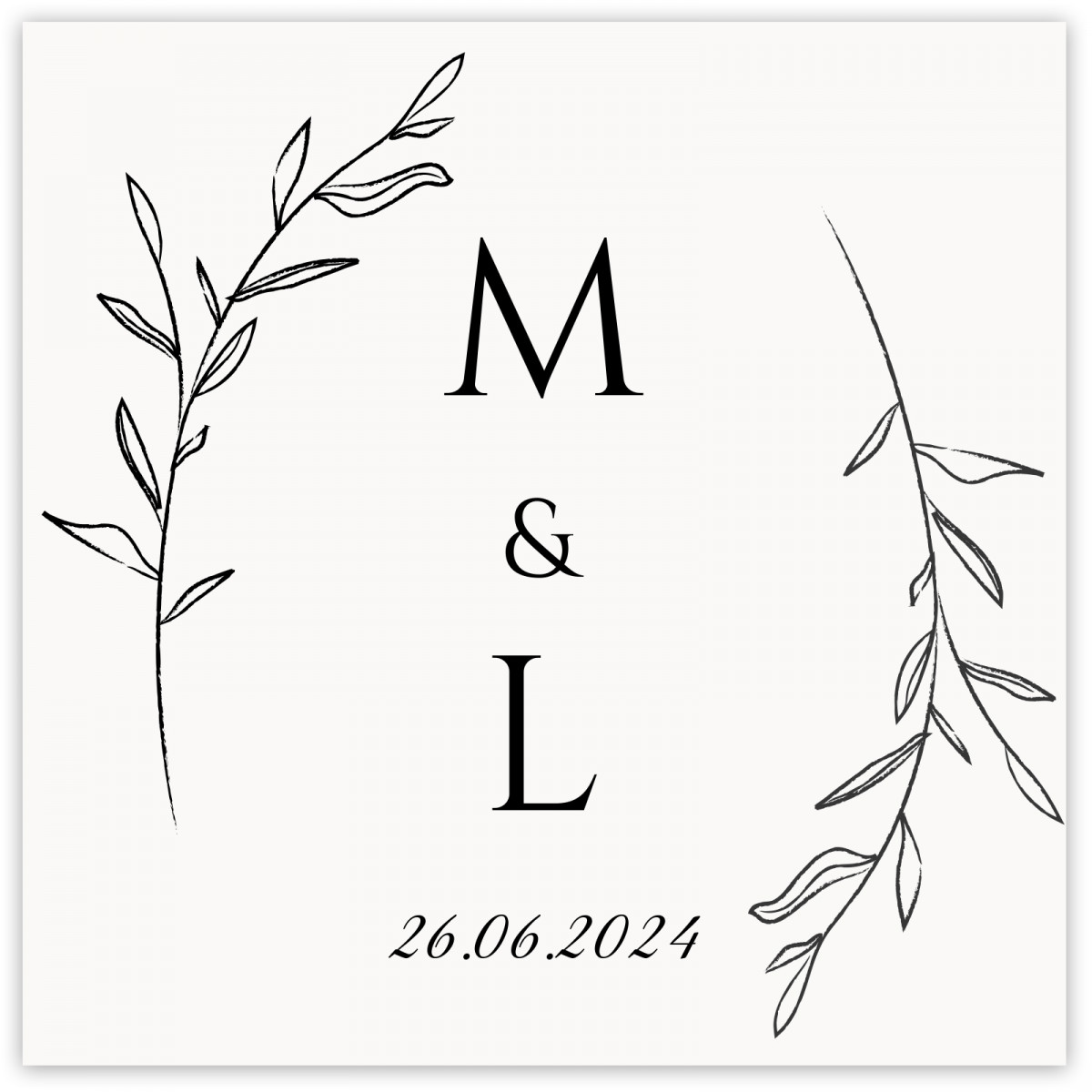Adesivo personalizado 5 x 5 cm com iniciais para casamentos