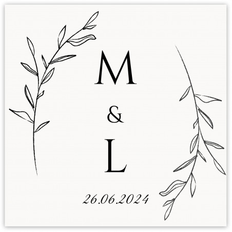 Adesivo personalizado 5 x 5 cm com iniciais para casamentos