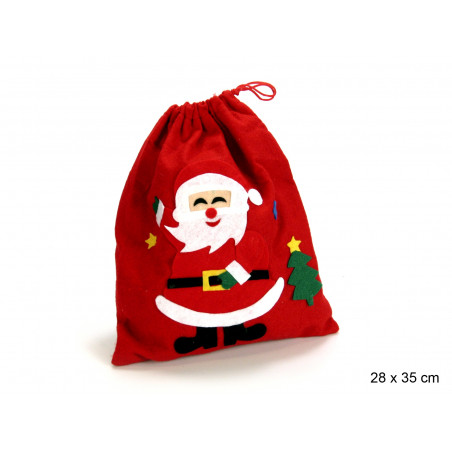 Saco de Papai Noel decorado com figura de tecido para o Natal