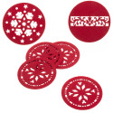 Porta-copos de Natal recortados em feltro vermelho 4 unidades para decoração