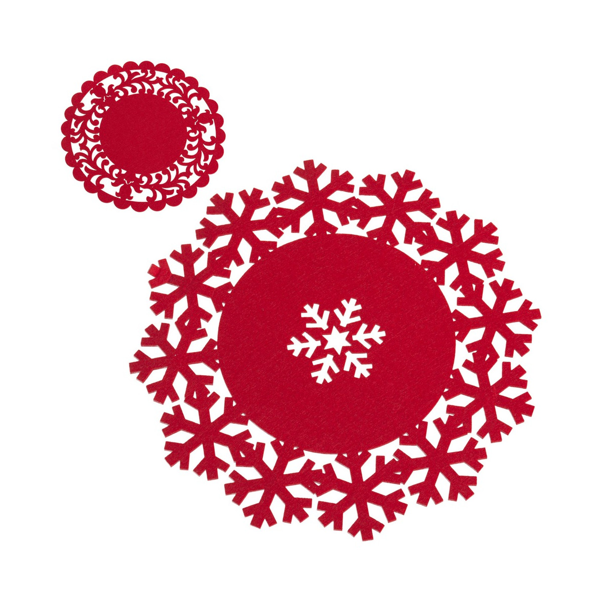 Salvamantel de Natal recortado em feltro vermelho para decoração