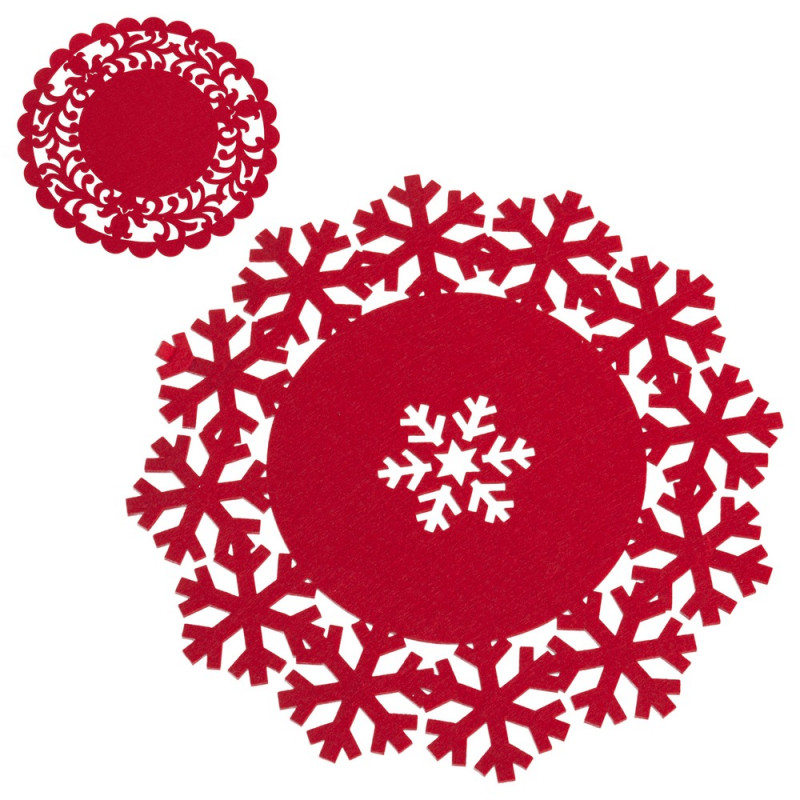 Salvamantel de Natal recortado em feltro vermelho para decoração