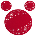 Sousplat de Natal redondo com detalhes recortados em feltro vermelho para decoração