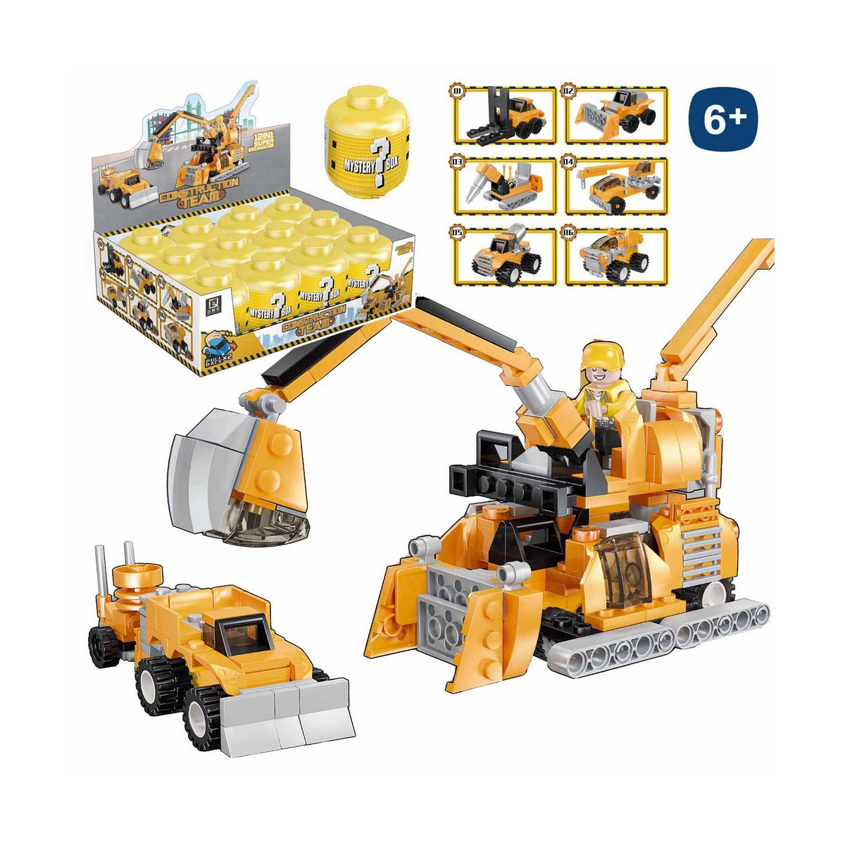 Blocos de construção guindastes de brinquedo em ovo misterioso