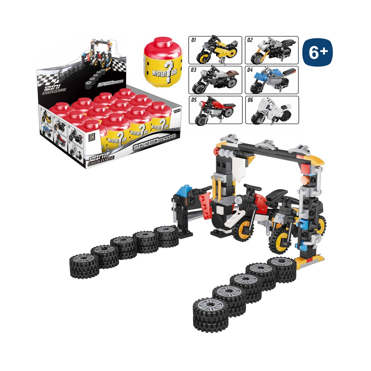 Blocos de construção moto de brinquedo em ovo misterioso