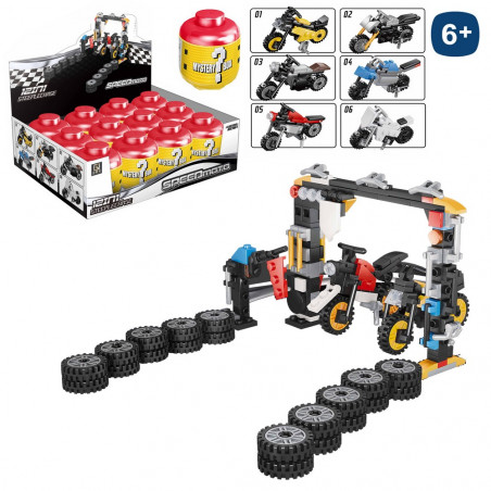 Blocos de construção moto de brinquedo em ovo misterioso