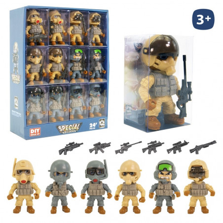 Soldado de brinquedo figura militar articulada com complementos