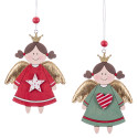 Enfeites de anjo de madeira para decoração de Natal