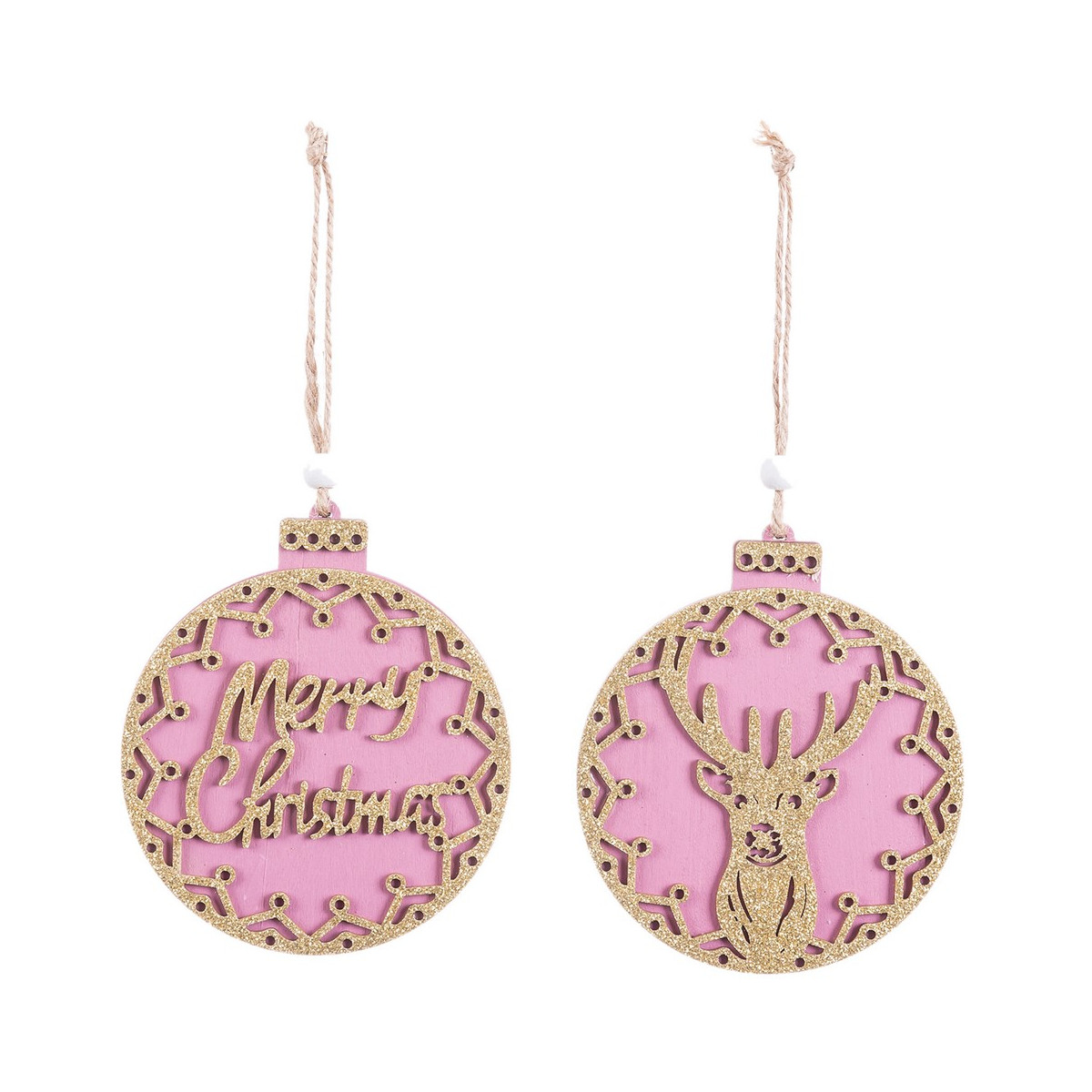Pendentes para árvore de Natal de madeira em forma de bola