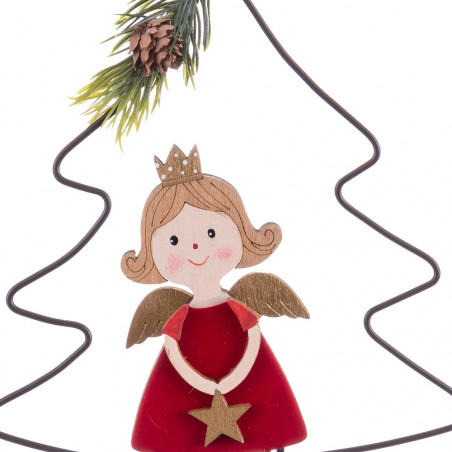 Pingente de Natal em forma de árvore com um anjo