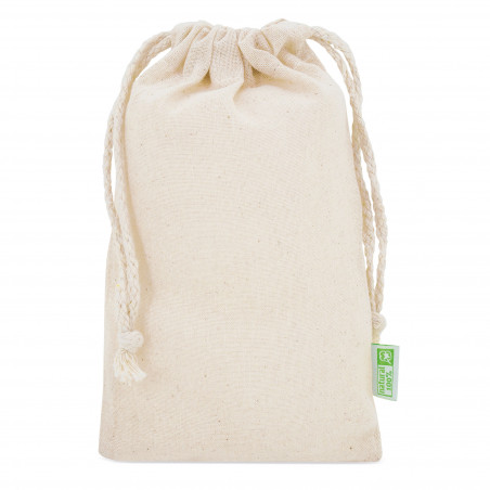 Garrafas de vinho frutado com adesivo simpático em bolsa de algodão para casamento