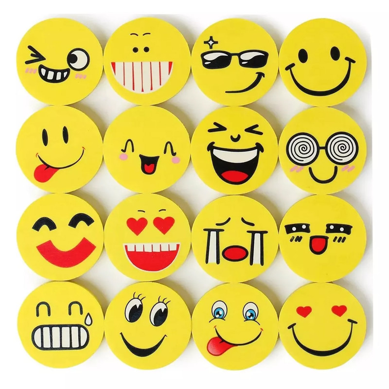 Borrachas com carinhas sorridentes em pacote de 4 unidades