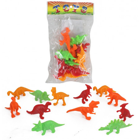 Mini dinossauros de brinquedo em embalagem de 12 unidades