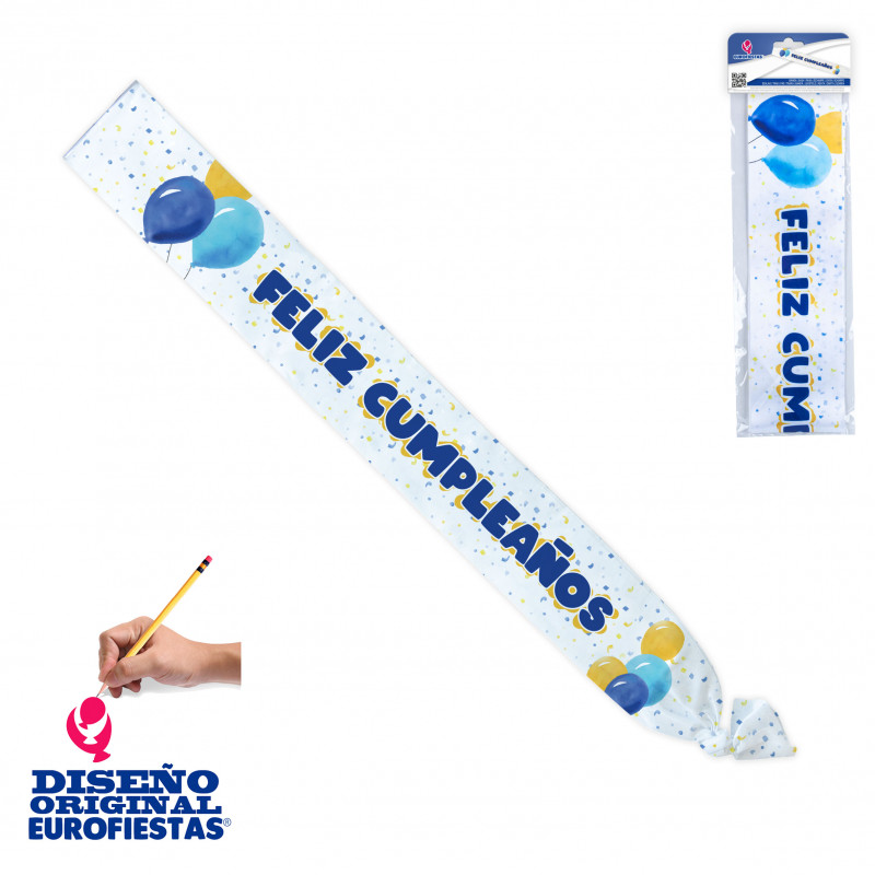 Fita de aniversário com texto de felicitação
