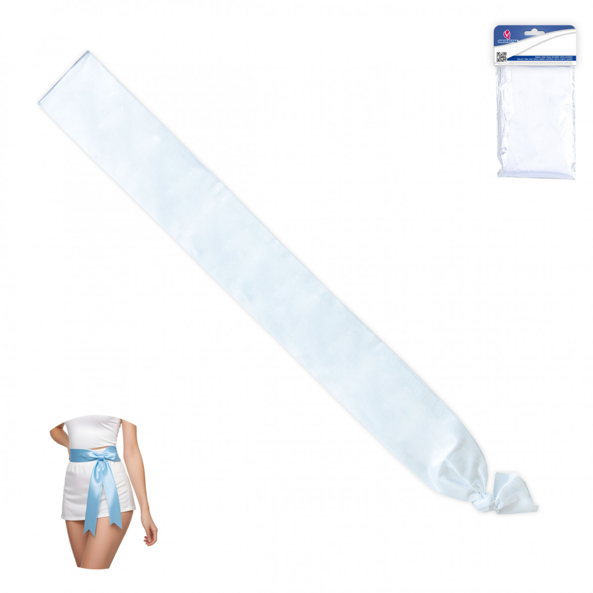 Faixa lisa de cor branca 200x9cm para celebrações