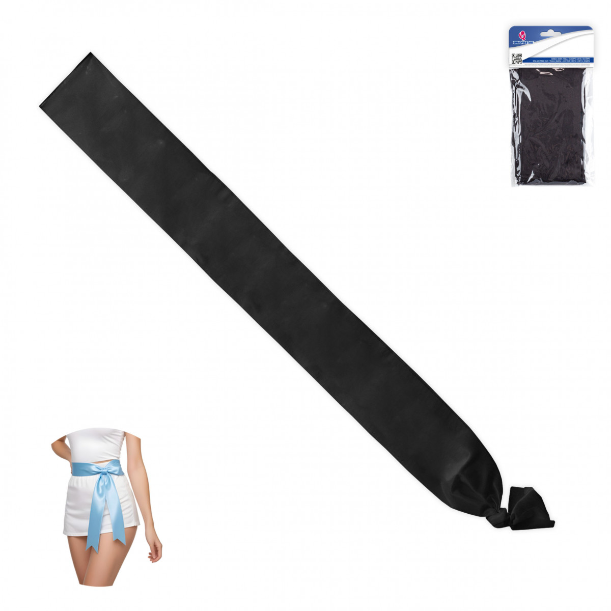 Fita lisa na cor negra 200x9cm para celebrações