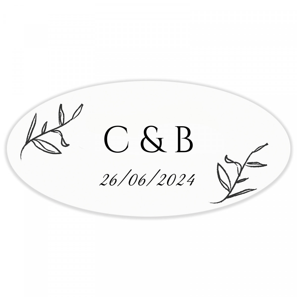 Adesivo com iniciais personalizado 4,2 x 2,2 cm ovalado