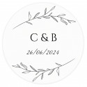 Adesivo personalizado com iniciais redondas 5 cm