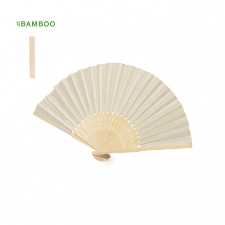 Leque de bambu e cor natural com adesivo de casamento personalizável para detalhes dos convidados