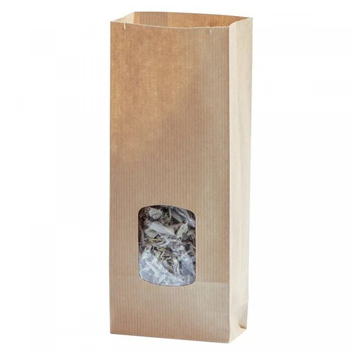 Bolsa de papel kraft com janela transparente