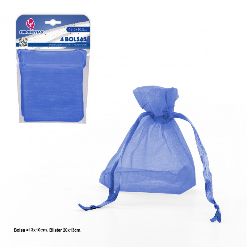 Bolsas azuis de poliéster 4 unidades 135x105mm