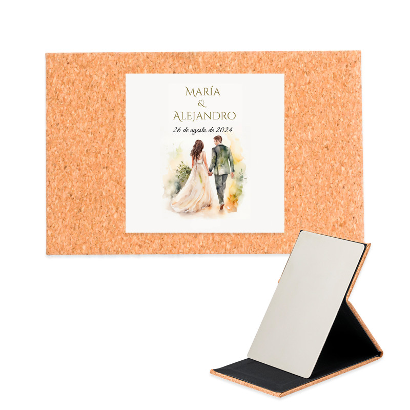 Espelho portátil com adesivo 5 x 5 cm personalizado para detalhes do casamento