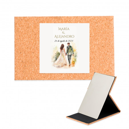 Espelho portátil com adesivo 5 x 5 cm personalizado para detalhes do casamento