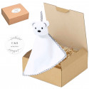 Pelúcia Dou-dou para bebês apresentada em caixa personalizada para mais detalhes