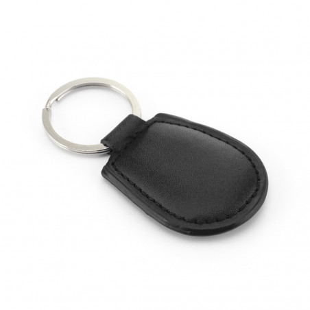 Chaveiro de couro sintético apresentado em estojo kraft personalizado para mais detalhes