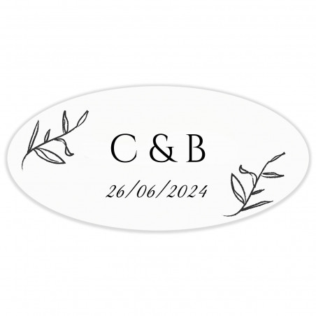 Imã de madeira com adesivo personalizado com iniciais para lembranças