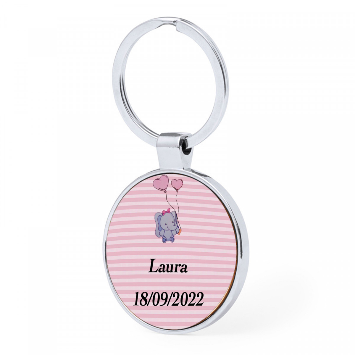 Chaveiro redondo de metal personalizado para detalhes de batizado