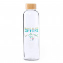 Botelha de cristal com tampa de bambu personalizada para detalhes