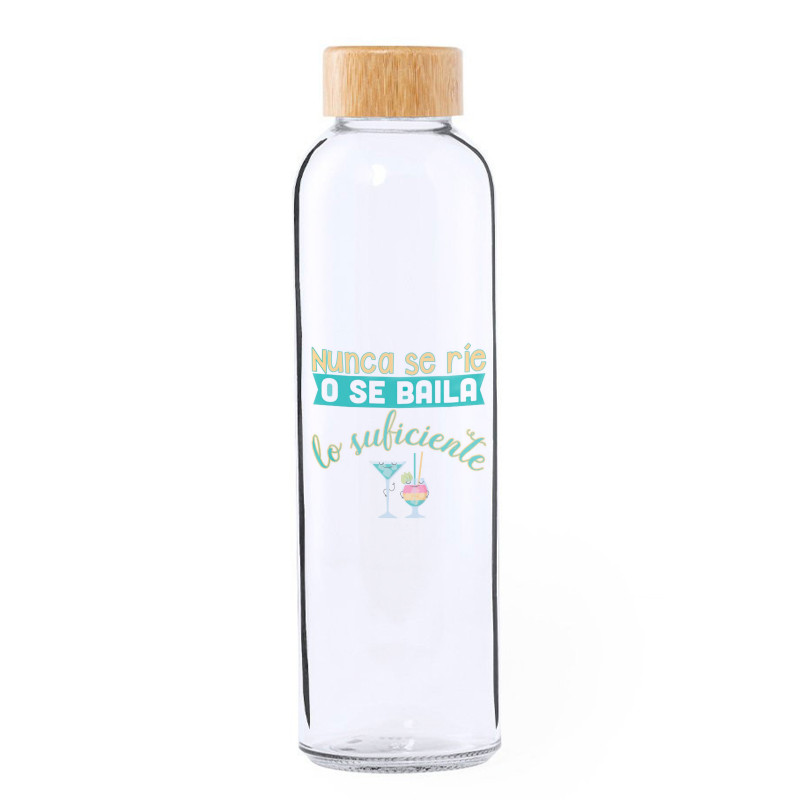 Botelha de cristal com tampa de bambu personalizada para detalhes