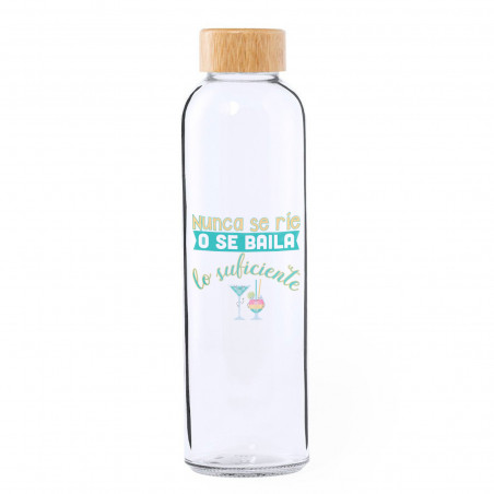 Botelha de cristal com tampa de bambu personalizada para detalhes