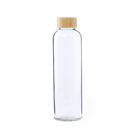 Botelha de cristal com tampa de bambu personalizada para detalhes