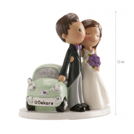Figura noivos carro para bolo de casamento