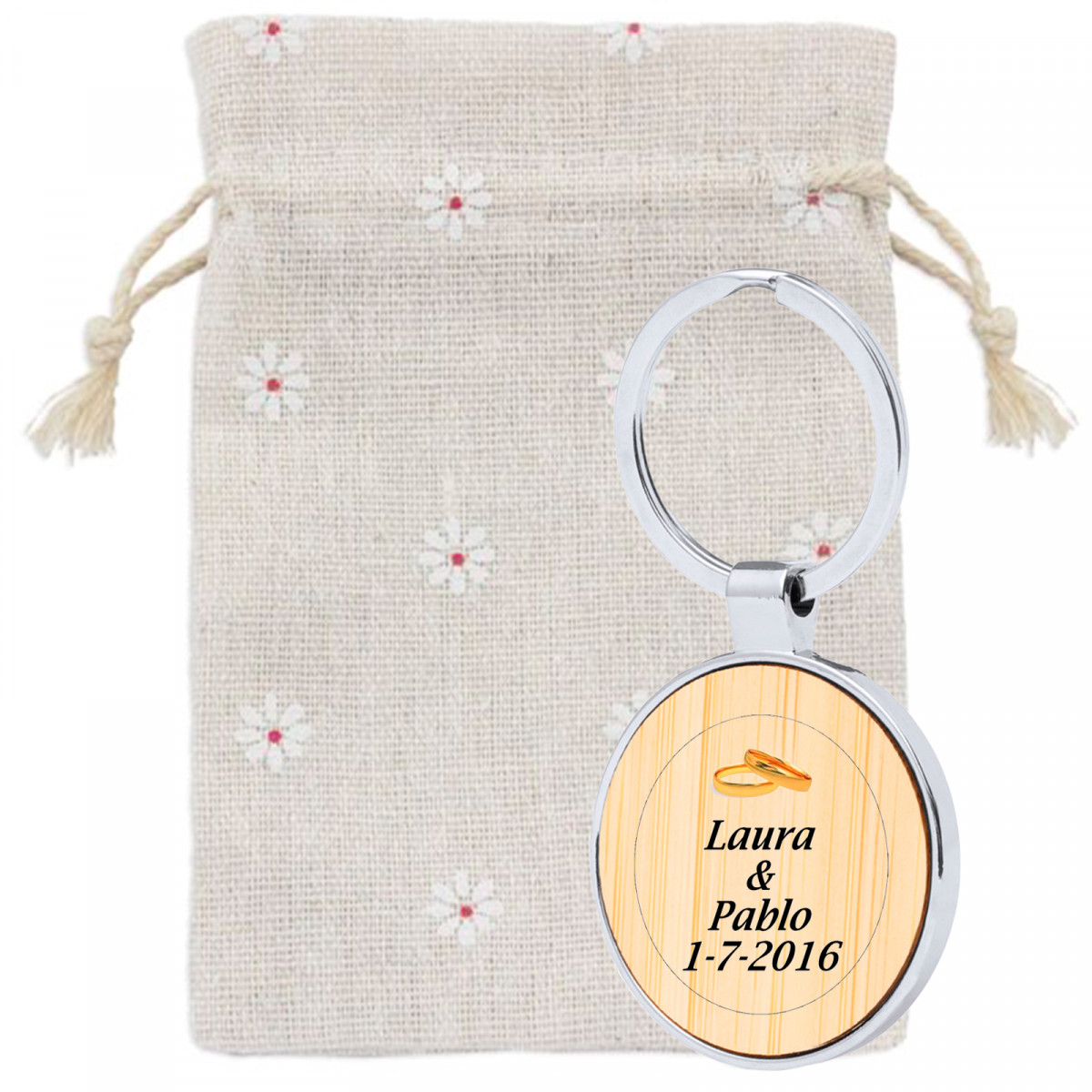 Chaveiro de bambu metálico personalizado para lembrancinhas de casamentos