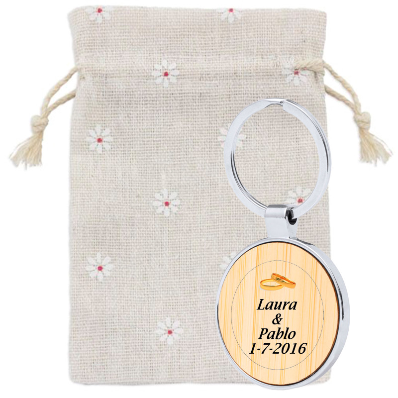 Chaveiro de bambu metálico personalizado para lembrancinhas de casamentos