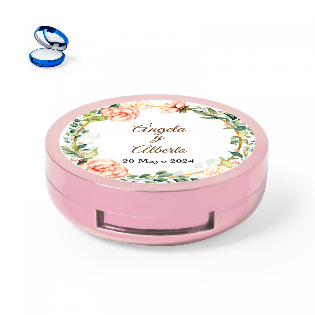Protetor labial rosa com espelho personalizado para detalhes