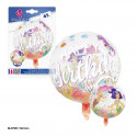 Globo transparente redondo para aniversários decorado com sereias