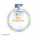 Pratos descartáveis para aniversários de 18 cm em pacote com 8 unidades