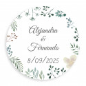 Adesivo personalizado 5cm herbal minimalista para casamentos