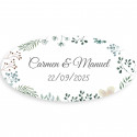 Adesivo ovalado personalizável herbal minimalista para decoração de detalhes de convidados