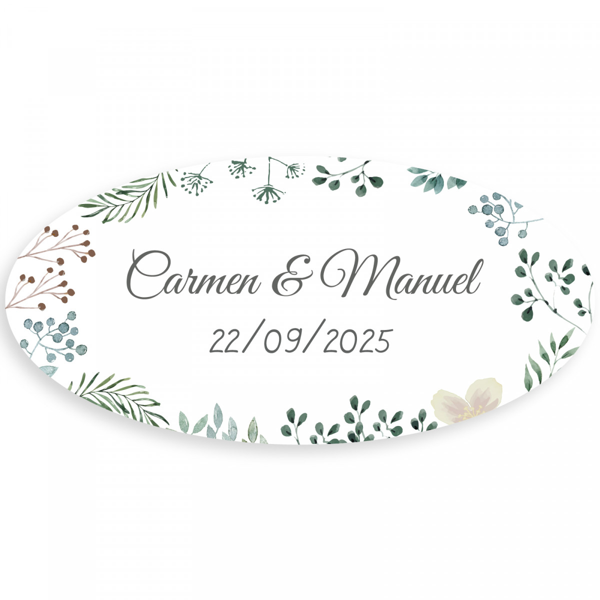 Adesivo ovalado personalizável herbal minimalista para decoração de detalhes de convidados
