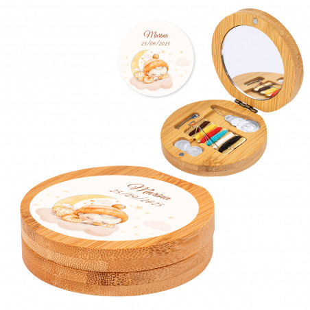 Kit de costura de espelho personalizado com adesivo de bebê para lembrancinhas de batizado