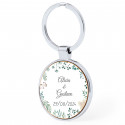 Chaveiro metálico redondo com adesivo personalizado para detalhes