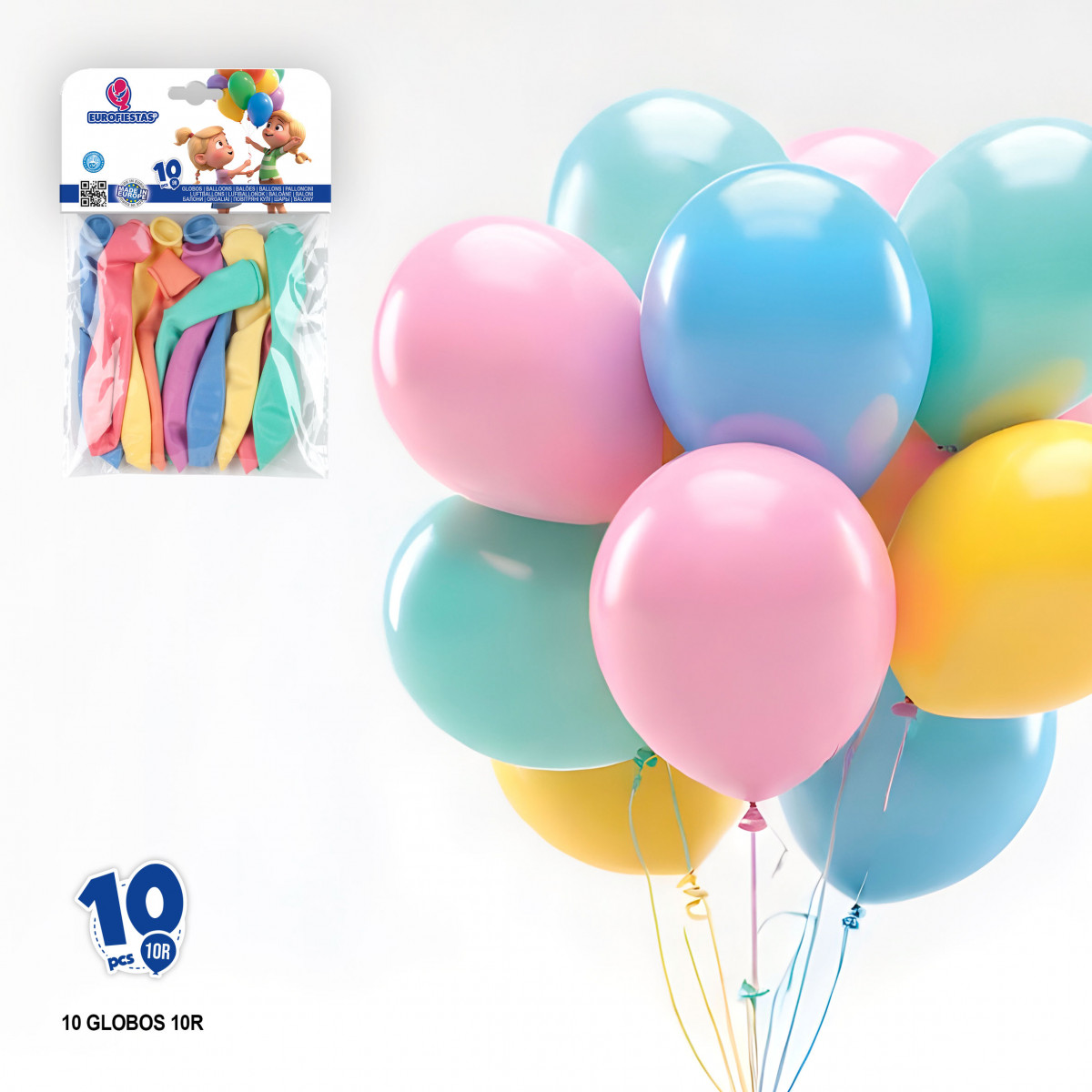 Baloons de látex sortidos em cores suaves em pacote de 10 unidades