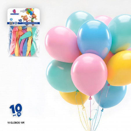 Baloons de látex sortidos em cores suaves em pacote de 10 unidades